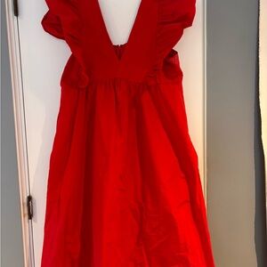 Anthropologie/Mauve Red Ruffled Midi Dress